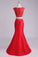 2023 Prom Dresses Two Pieces Bateau Mermaid/Trumpet Beaded Floor-Length Tulle And Taffeta