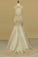 2023 V Neck Mermaid Open Back Wedding Dresses Satin With Applique Court Train