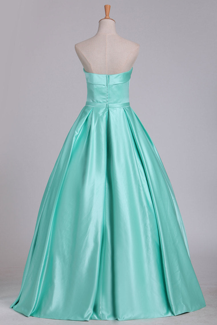 2023 Ball Gown Evening Gown Strapless Satin With Sash Floor Length