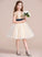 A-Line Neck Yasmine Sleeveless With Flower Sash Knee-length - Dress Flower Girl Dresses Girl Scoop Tulle/Sequined