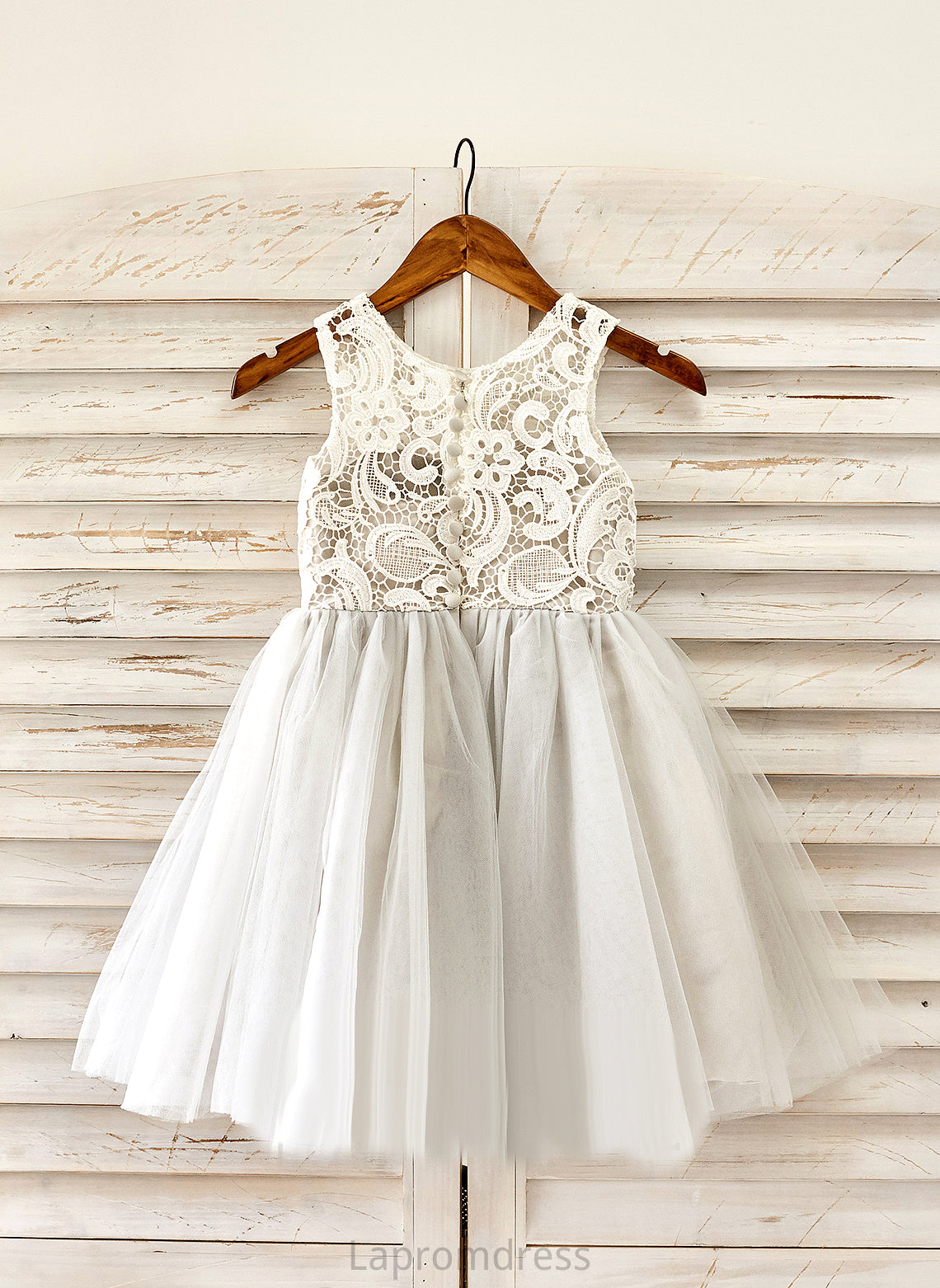 Sleeveless Scoop - Tulle Lilia With Neck Lace Dress A-Line Girl Flower Girl Dresses Knee-length Flower