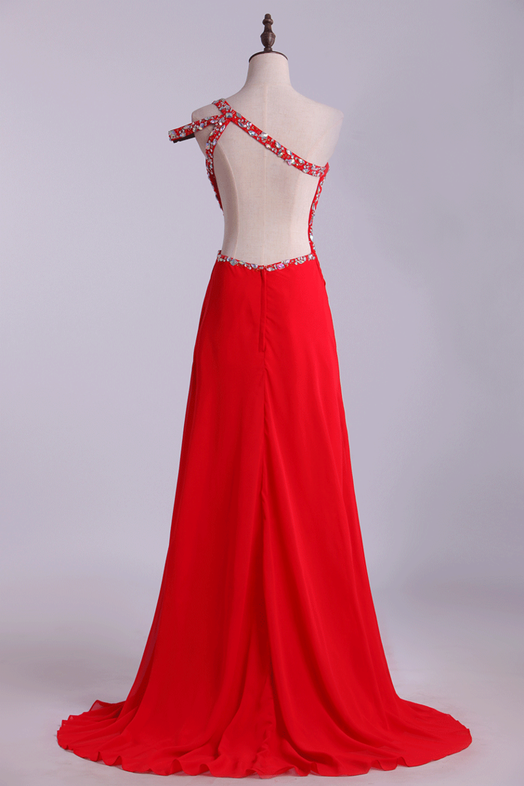 2023 Prom Dresses Sheath Floor Length One Shoulder With Slit