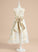 A-Line - With Satin/Lace Neck Flower Flower Girl Dresses Scoop Tea-length Amani Bow(s) Sleeveless Dress Girl