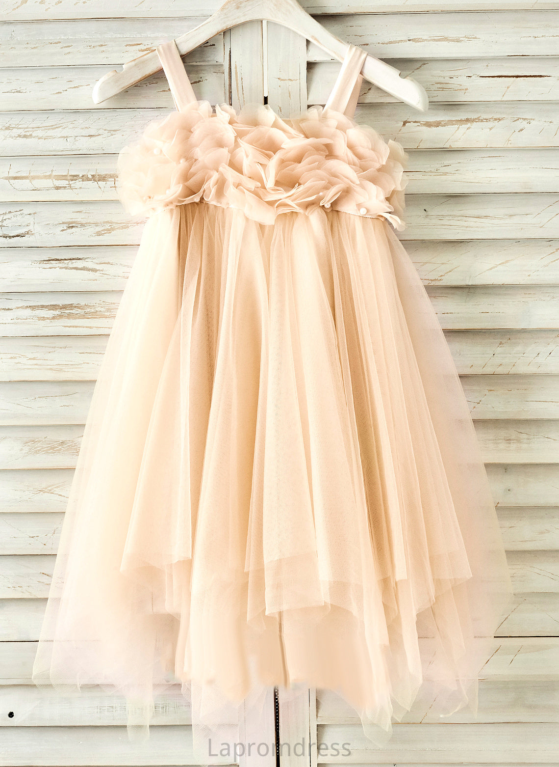 Straps Flower - Flower Girl Dresses A-Line/Princess Tulle Girl With Sleeveless Knee-length Abigail Dress Beading
