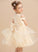 Knee-length - Satin/Tulle Zariah Sleeveless Ball-Gown/Princess Scoop Neck Dress Beading/Bow(s) Flower Girl Dresses Flower With Girl