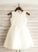 A-Line - Dress Knee-length Adeline Flower Girl Dresses Neck Appliques With Flower Scoop Sleeveless Girl Satin/Tulle/Lace/Cotton