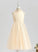 Tulle Neck A-Line Flower Girl Dress Tea-length Sleeveless Flower Girl Dresses High Kaitlin -