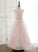 Neck Tulle/Lace Flower Dress A-Line/Princess Flower Girl Dresses Scoop Rhinestone Sleeveless Ankle-length Cornelia - With Girl