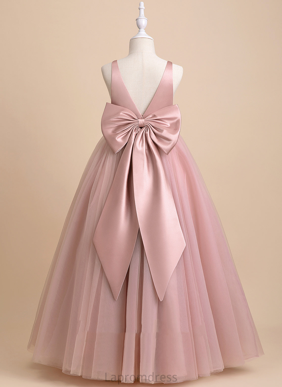 Flower Girl Dresses Bow(s)/V Back Girl Dress Flower Sleeveless Ball-Gown/Princess Zara - With V-neck Tulle Floor-length