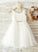 Rhinestone Flower Tulle/Lace - Madisyn Flower Girl Dresses A-Line With Girl Sleeveless Straps Knee-length Dress