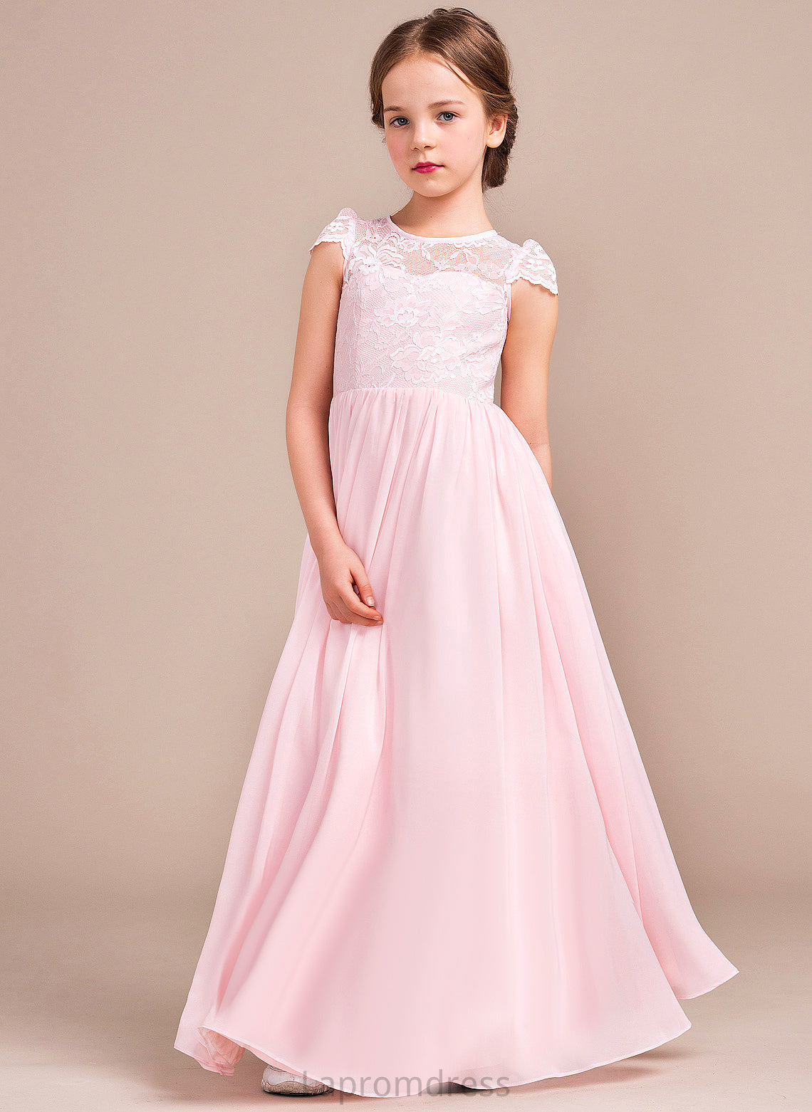 - Sleeveless Neck Dress Flower Girl Dresses A-Line/Princess Karen Girl Flower Floor-length Scoop Chiffon/Lace