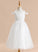 With Girl Tea-length Ally - A-Line Sleeveless Dress Tulle Lace Off-the-Shoulder Flower Flower Girl Dresses