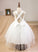 Sleeveless With Girl Satin/Tulle/Lace Kayleigh Ball-Gown/Princess Straps Tea-length Flower Bow(s) Flower Girl Dresses Dress -