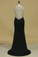 2023 Prom Dresses Scoop With Beading Spandex Sheath Sweep Train