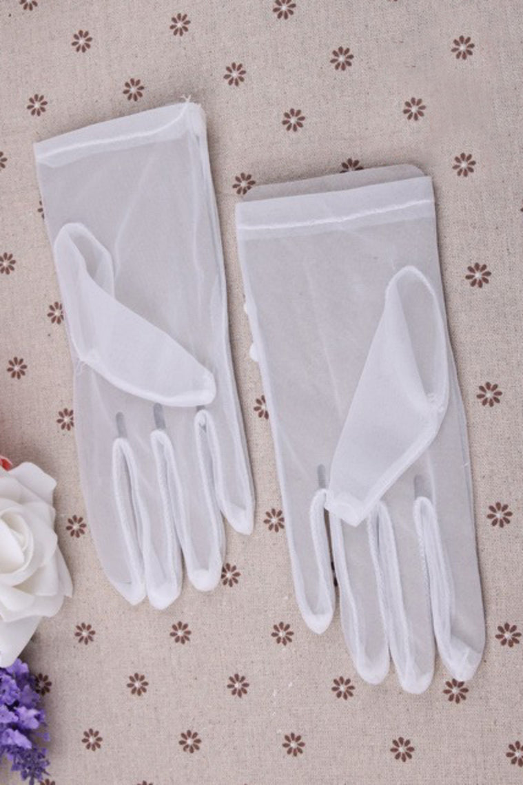 2023 Tulle Wrist Length Bridal Gloves #ST1006
