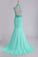 2023 High Neck Mermaid Prom Dresses Beaded Bodice Open Back Tulle