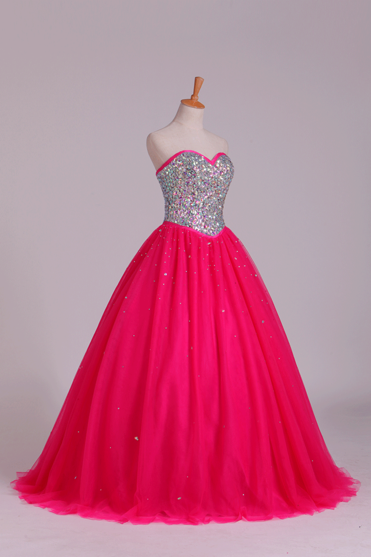 2023 Quinceanera Dresses Sweetheart Ball Gown Floor-Length Beaded Bodice