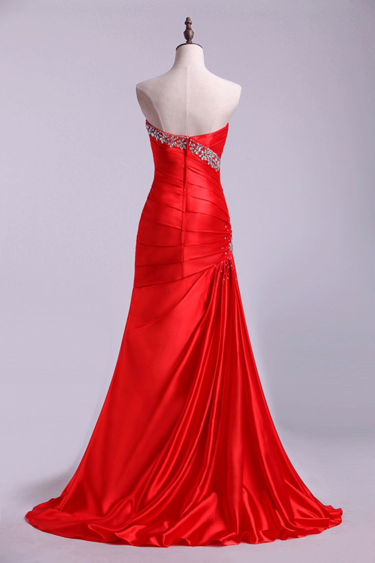 2023 Prom Dresses Trumpet Sleeveless Sweetheart With Beading/Sequins