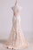 2023 V Neck Prom Dresses Cap Sleeves Sweep Train With White Applique Open Back