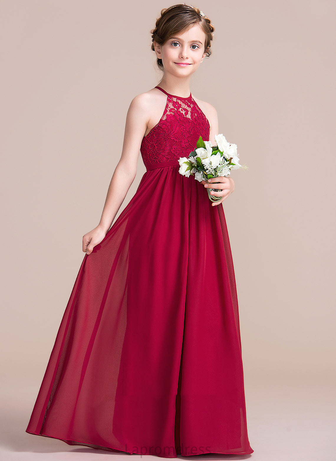 Girl Floor-length Sleeveless Flower Neck Chiffon/Lace - A-Line Dress Flower Girl Dresses Scoop Jordan