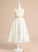 A-Line - With Satin/Lace Neck Flower Flower Girl Dresses Scoop Tea-length Amani Bow(s) Sleeveless Dress Girl