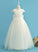 With - Dress Tulle/Lace Floor-length Kimberly Neck Flower Girl Dresses Short Scoop Ball-Gown/Princess Flower Girl Sleeves Bow(s)