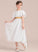 Girl Scoop With A-Line Dress Neck Chiffon/Charmeuse Tea-length Flower Girl Dresses Short Sleeves Maritza Sash - Flower