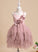Tulle Knee-length Flower Girl Dresses With Scalloped Dress Girl Sleeveless Flower Ball-Gown/Princess Laci Feather/Flower(s) - Neck