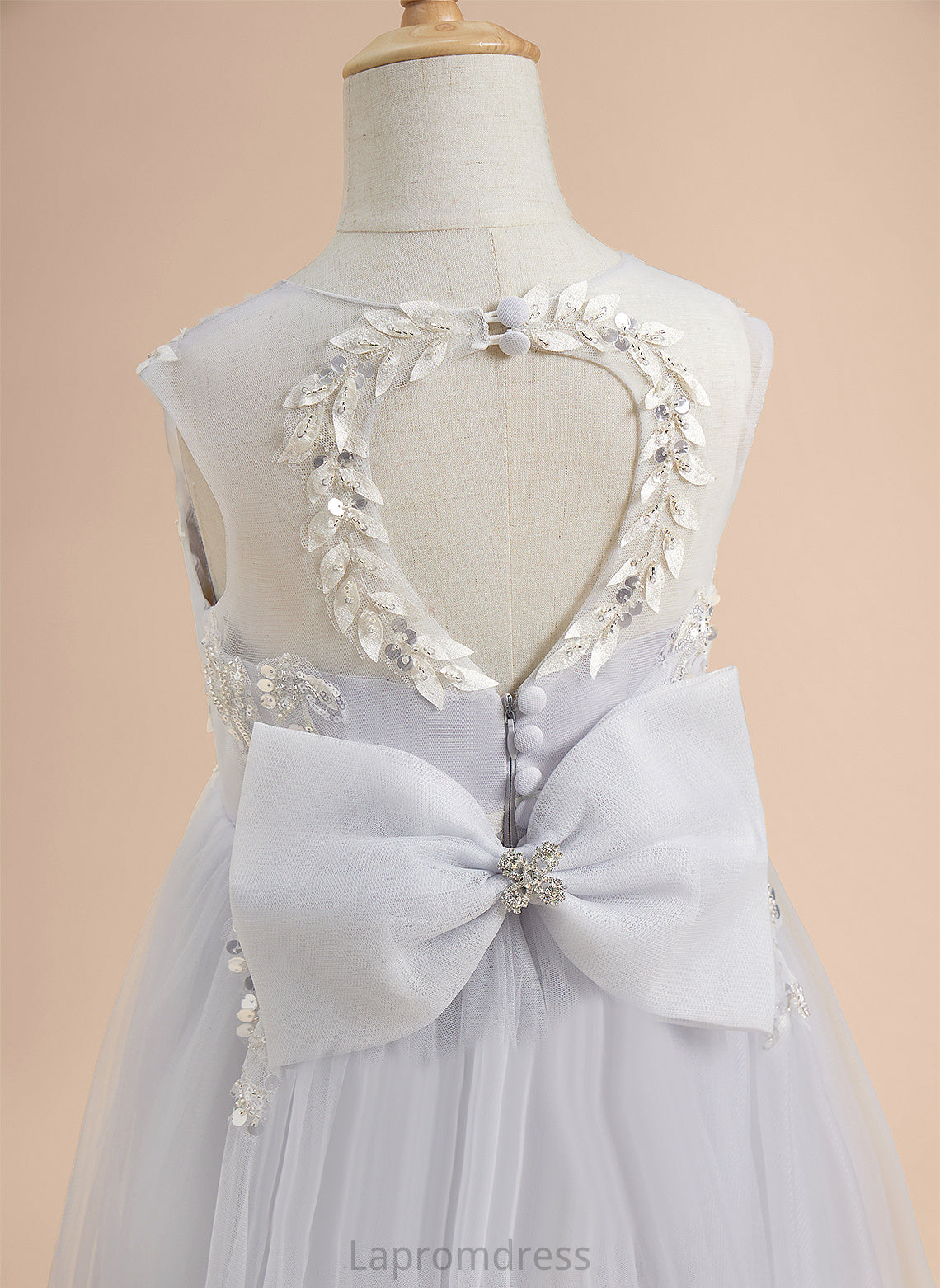 Floor-length Flower Sleeveless Neck Flower Girl Dresses Tulle Olive - A-Line Beading/Sequins/Bow(s) With Dress Scoop Girl