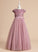Dress Ball-Gown/Princess Floor-length Short Gabrielle Tulle/Lace Flower Girl Dresses Flower Girl With Neck Sleeves - Bow(s) Scoop