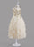 Neck Dress Girl Back A-Line Flower Girl Dresses Tea-length With - Tulle/Lace Beading/V Flower Mercedes Sleeveless Scoop