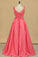 2023 Mother And Daughter Prom Dress V Neck Satin With Handmade Flowers A Line