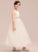 Satin/Tulle A-Line Scoop Girl With Flower Ankle-length - Flower Girl Dresses Sleeveless Beading Jaden Dress Neck
