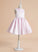 Scoop Flower A-Line Neck Satin Dress Girl Avah Beading/Bow(s) Flower Girl Dresses - Knee-length Sleeveless With