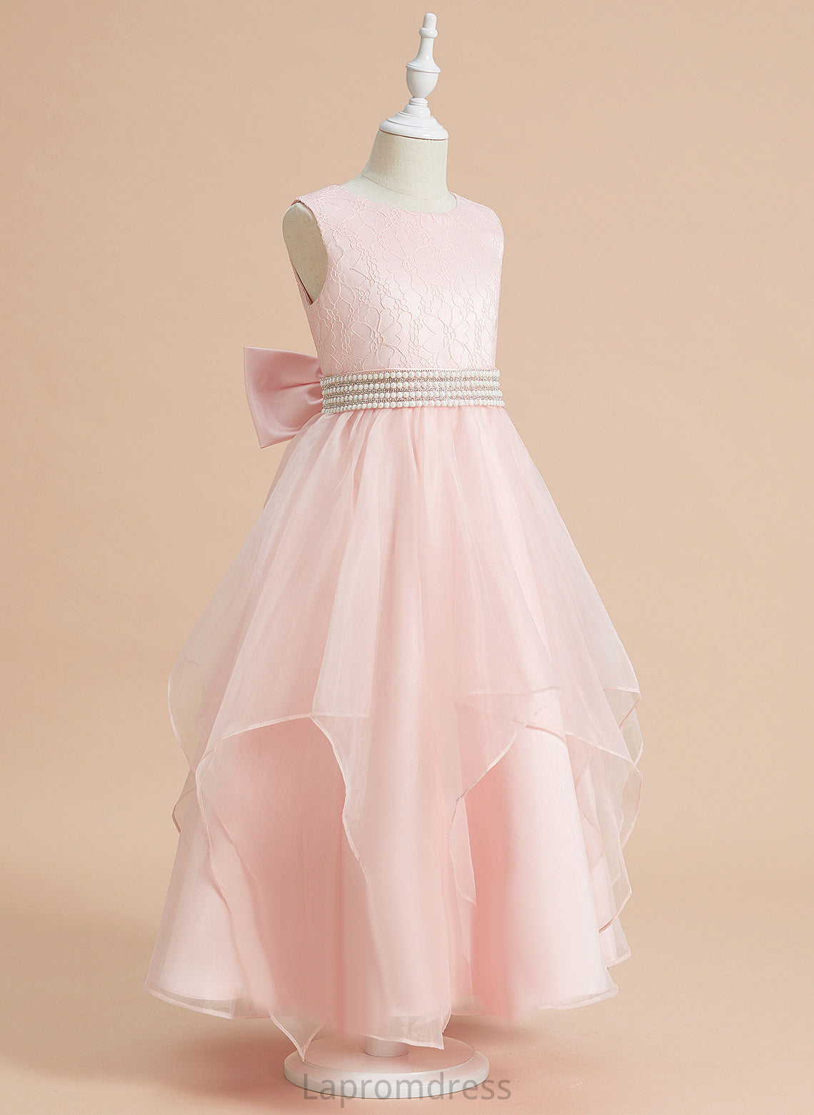 Beading/Bow(s) Neck Organza/Lace Flower Scoop Ankle-length Gina Sleeveless - Flower Girl Dresses Dress With Ball-Gown/Princess Girl