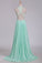 2023 See-Through Scoop A Line Chiffon Prom Dresses With Applique Floor Length