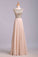 2023 Prom Dress Scoop A Line Floor Length Beaded Tulle Bodice With Chiffon Skirt