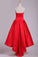 2023 Red Asymmetrical Prom Dresses V Neck Satin Red