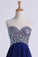 2023 Homecoming Dress Dark Royal Blue Beaded Sweetheart Short/Mini A Line/Princess Chiffon