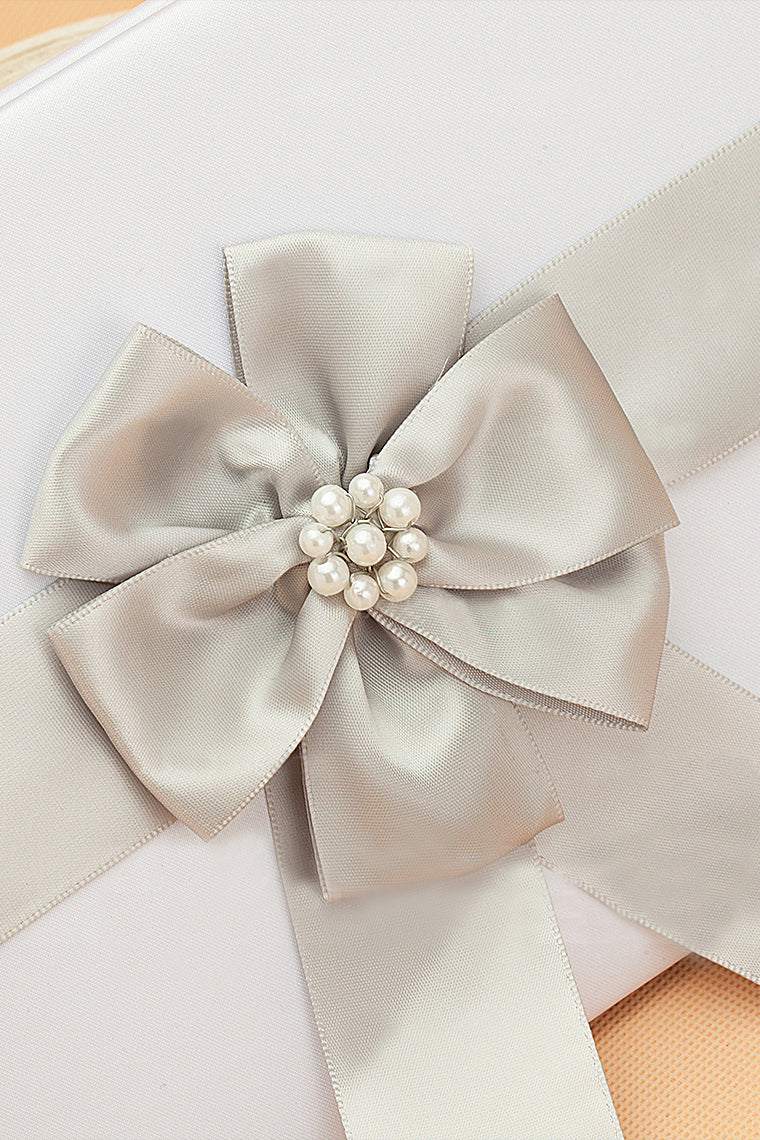 Beautiful Faux Pearl/Bow Guestbook & Pen Set