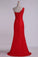 2023 Prom Dresses One-Shoulder Sheath Beaded Lace Floor-Length Zipper Back