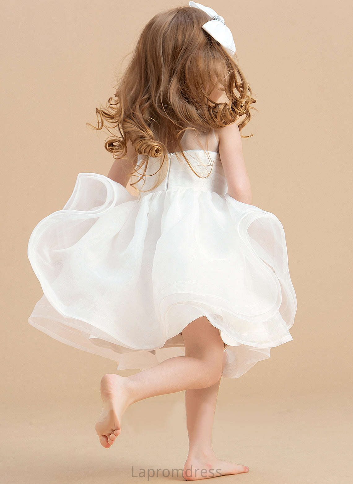 Ball-Gown/Princess Flower Girl Dresses Knee-length Neck Back With Girl Organza Scoop Sleeveless - V Evangeline Flower Dress