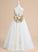 Kelsie Girl Lace/Bow(s) Sleeveless Flower Flower Girl Dresses With Ball-Gown/Princess Floor-length - Satin/Tulle Dress V-neck