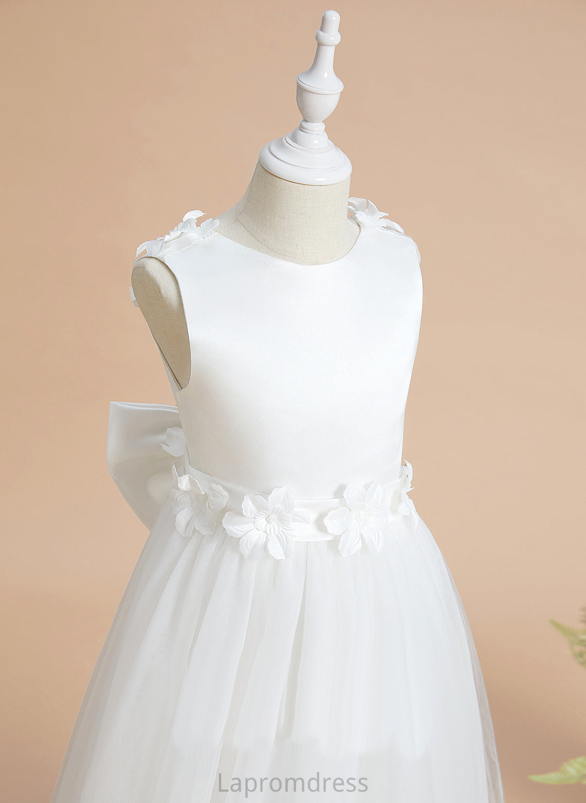 Scoop Flower Girl Dresses With Floor-length Elyse Dress - Flower Girl Satin/Tulle A-Line Neck Flower(s)/Bow(s) Sleeveless