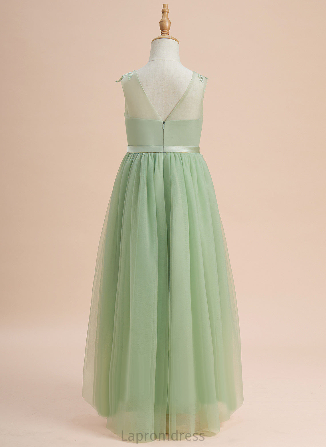 Lace/Flower(s) - Sleeveless Dress With Brenna Tulle Flower Scoop A-Line Neck Asymmetrical Girl Flower Girl Dresses