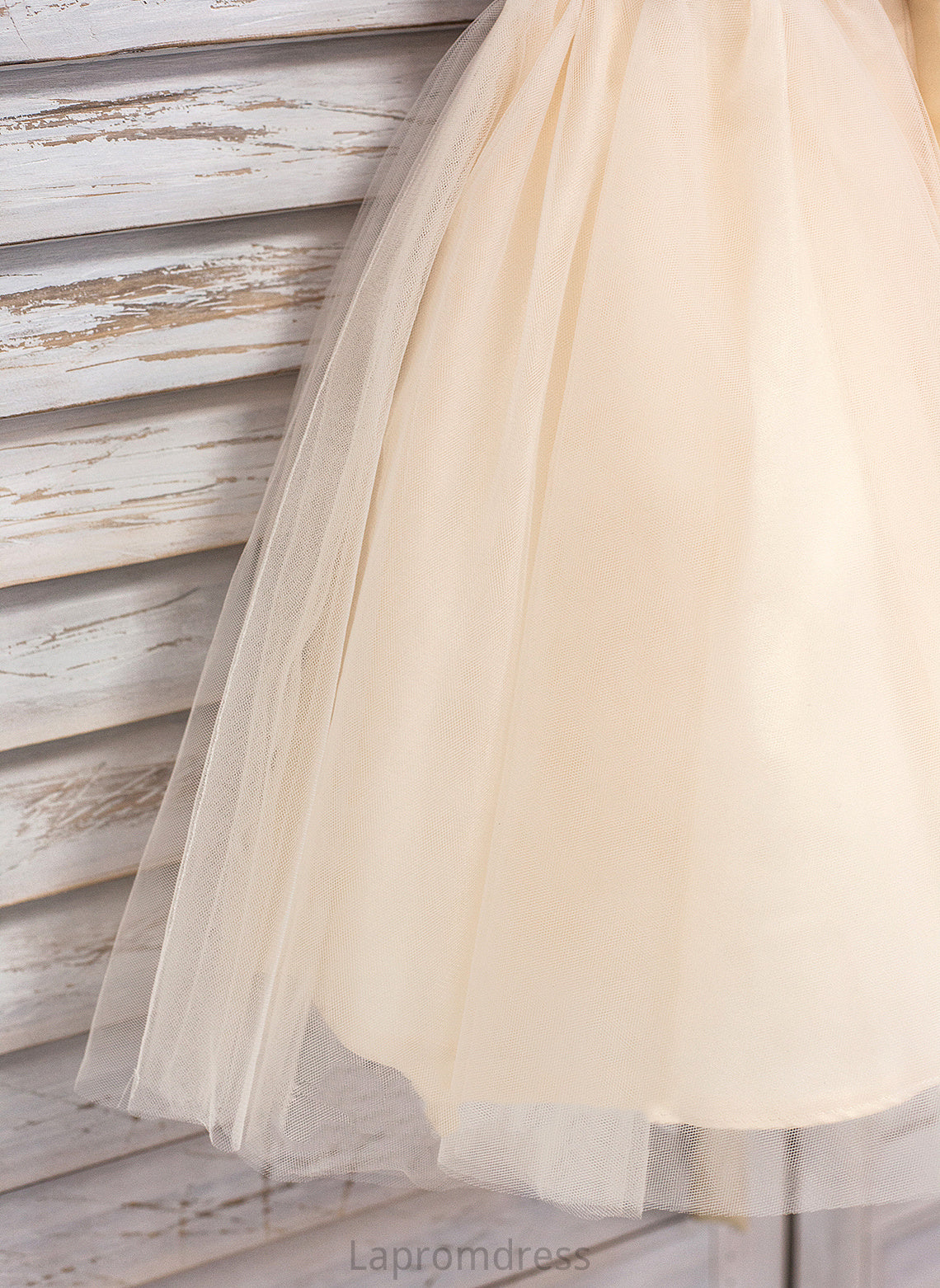 A-Line Neck Yasmine Sleeveless With Flower Sash Knee-length - Dress Flower Girl Dresses Girl Scoop Tulle/Sequined