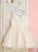 Flower Flower Girl Dresses V-neck Polly Knee-length Sleeveless Ruffles/Beading Girl A-Line With Dress - Tulle