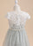 Flower Tulle - With Girl Neck Sleeves Lace/Beading/Sequins Knee-length Madison Flower Girl Dresses Dress Scalloped A-Line Short