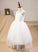 Sleeveless With Girl Satin/Tulle/Lace Kayleigh Ball-Gown/Princess Straps Tea-length Flower Bow(s) Flower Girl Dresses Dress -