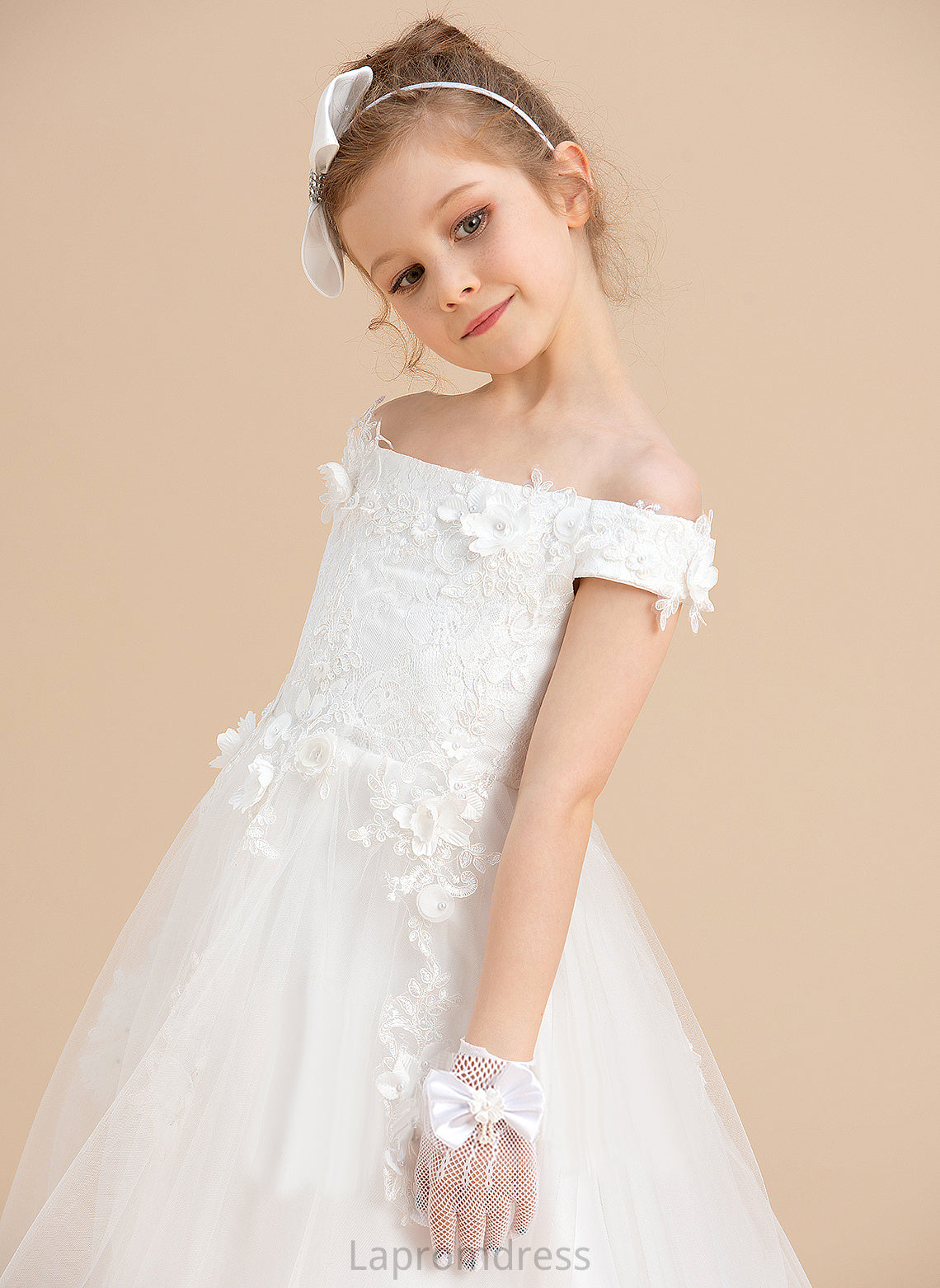 - Tulle/Lace Off-the-Shoulder Sweep Train Flower Girl Dresses Eliana Flower(s) Flower Girl Sleeveless Ball-Gown/Princess Dress With